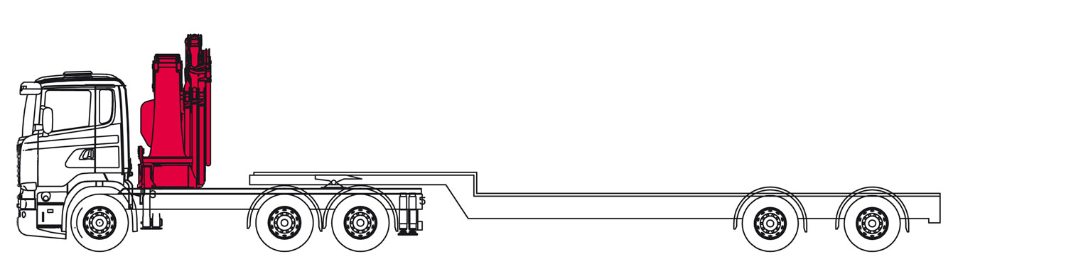 HMF 5 Kranfahrzeug mit Tele-Semitieflader Roth Transport AG