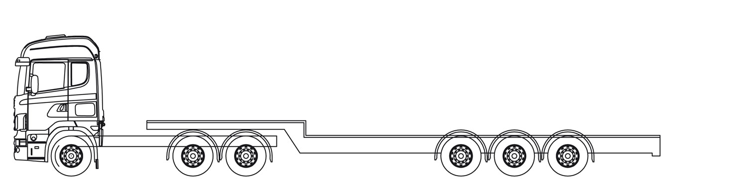 Spezialtransporter 1 mit Tele-Semi-Tieflader der Roth Transport AG